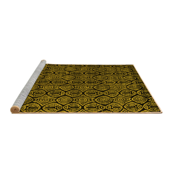Sideview of Machine Washable Abstract Yellow Modern Rug, wshabs4999yw
