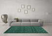 Machine Washable Abstract Turquoise Modern Area Rugs in a Living Room,, wshabs4999turq