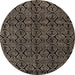 Round Machine Washable Abstract Dark Almond Brown Rug, wshabs4999