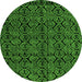 Round Machine Washable Abstract Green Modern Area Rugs, wshabs4999grn