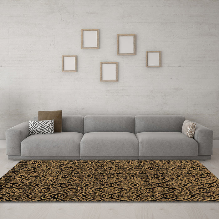 Machine Washable Abstract Brown Modern Rug in a Living Room,, wshabs4999brn