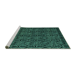 Sideview of Machine Washable Abstract Turquoise Modern Area Rugs, wshabs4999turq