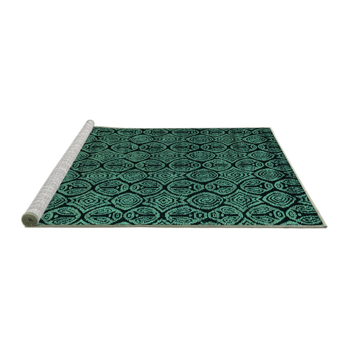 Sideview of Machine Washable Abstract Turquoise Modern Area Rugs, wshabs4999turq