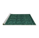 Sideview of Machine Washable Abstract Turquoise Modern Area Rugs, wshabs4999turq