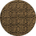 Round Abstract Brown Modern Rug, abs4999brn