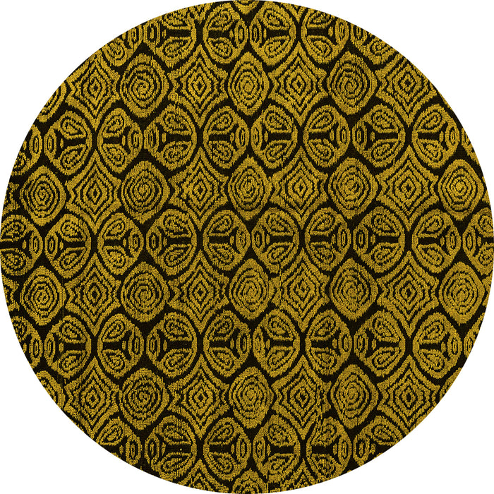 Round Abstract Yellow Modern Rug, abs4999yw