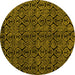 Round Abstract Yellow Modern Rug, abs4999yw