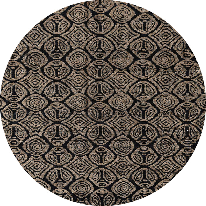 Round Abstract Dark Almond Brown Modern Rug, abs4999