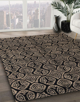 Machine Washable Abstract Dark Almond Brown Rug in a Family Room, wshabs4999