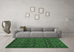 Machine Washable Abstract Emerald Green Modern Area Rugs in a Living Room,, wshabs4999emgrn