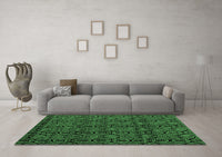 Machine Washable Abstract Emerald Green Modern Rug, wshabs4999emgrn