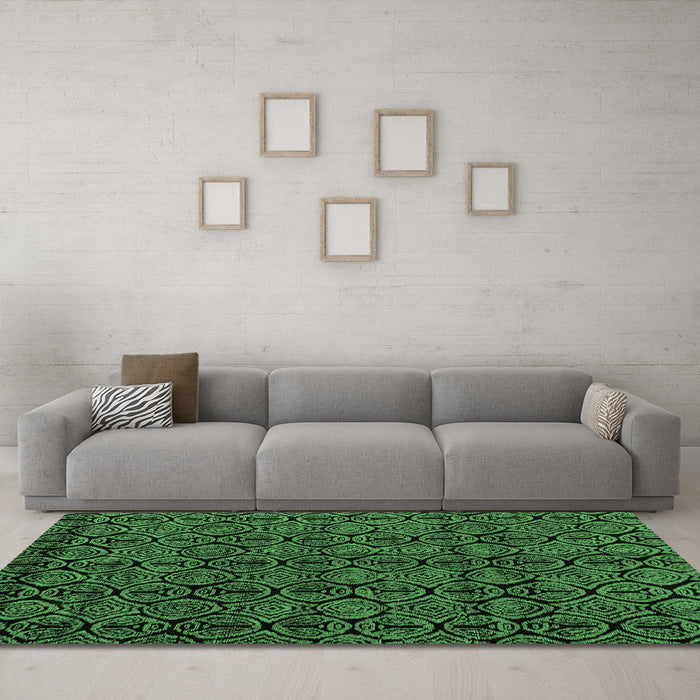 Machine Washable Abstract Emerald Green Modern Area Rugs in a Living Room,, wshabs4999emgrn