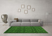 Machine Washable Abstract Green Modern Area Rugs in a Living Room,, wshabs4999grn