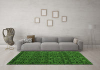 Machine Washable Abstract Green Modern Rug, wshabs4999grn