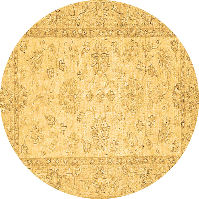 Round Oriental Brown Traditional Rug, abs499brn