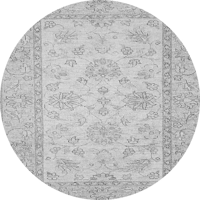 Round Machine Washable Oriental Gray Traditional Rug, wshabs499gry