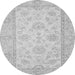 Round Machine Washable Oriental Gray Traditional Rug, wshabs499gry