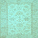 Square Machine Washable Oriental Light Blue Traditional Rug, wshabs499lblu