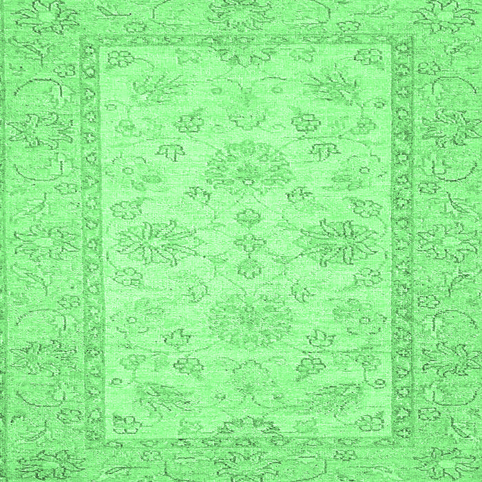 Square Machine Washable Oriental Emerald Green Traditional Area Rugs, wshabs499emgrn