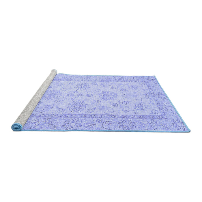 Sideview of Machine Washable Oriental Blue Traditional Rug, wshabs499blu
