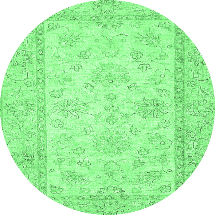 Round Oriental Emerald Green Traditional Rug, abs499emgrn