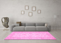 Machine Washable Oriental Pink Traditional Rug, wshabs499pnk