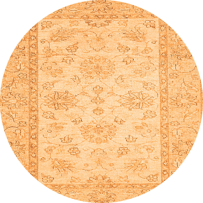 Round Machine Washable Oriental Orange Traditional Area Rugs, wshabs499org