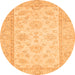 Round Machine Washable Oriental Orange Traditional Area Rugs, wshabs499org