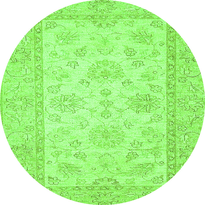 Round Machine Washable Oriental Green Traditional Area Rugs, wshabs499grn