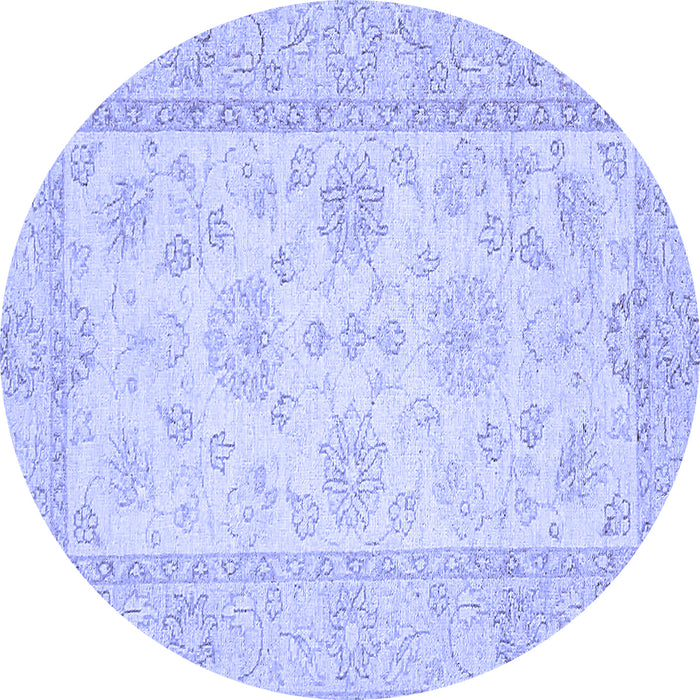 Round Oriental Blue Traditional Rug, abs499blu