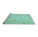 Sideview of Machine Washable Oriental Light Blue Traditional Rug, wshabs499lblu