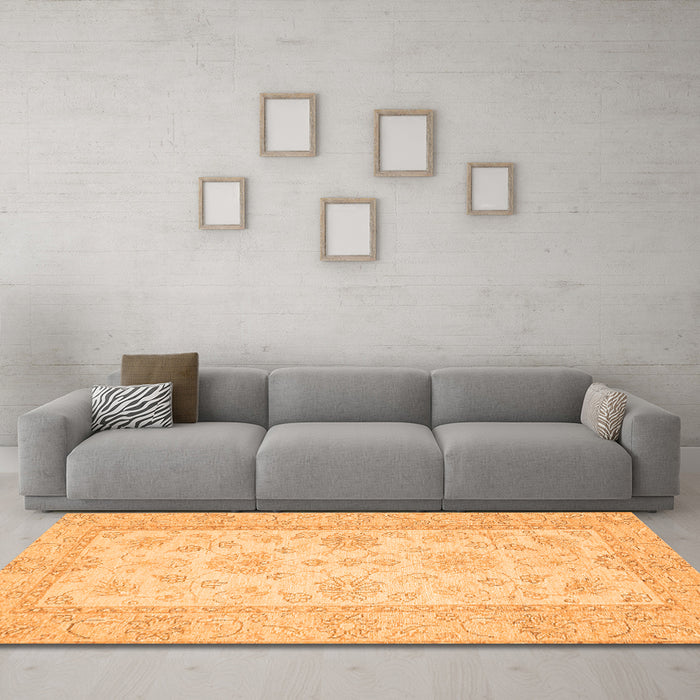Machine Washable Oriental Orange Traditional Area Rugs in a Living Room, wshabs499org