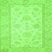 Square Machine Washable Oriental Green Traditional Area Rugs, wshabs499grn