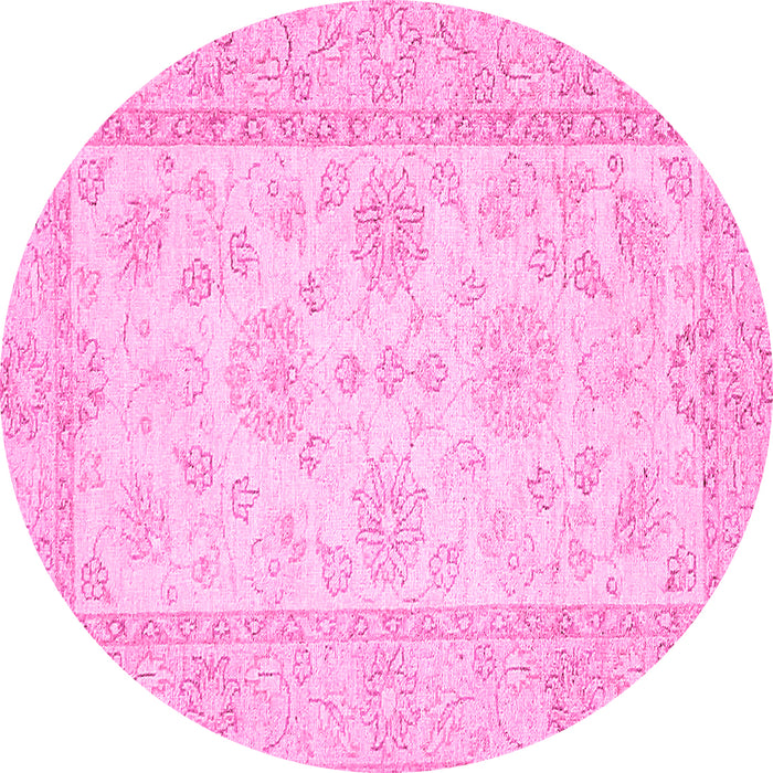 Round Oriental Pink Traditional Rug, abs499pnk