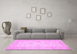 Machine Washable Oriental Purple Traditional Area Rugs in a Living Room, wshabs499pur