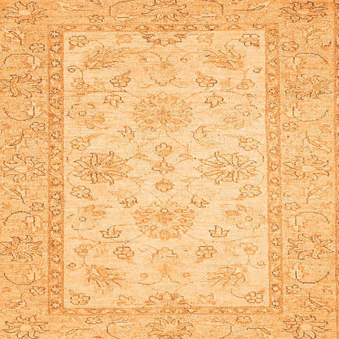 Square Machine Washable Oriental Orange Traditional Area Rugs, wshabs499org