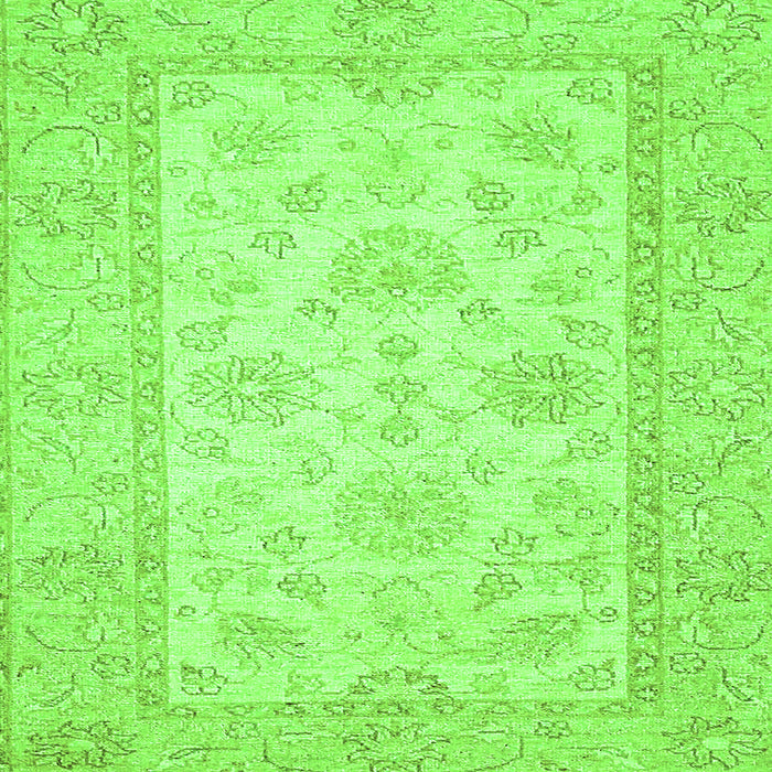 Square Oriental Green Traditional Rug, abs499grn