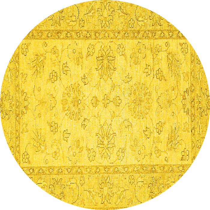 Round Oriental Yellow Traditional Rug, abs499yw