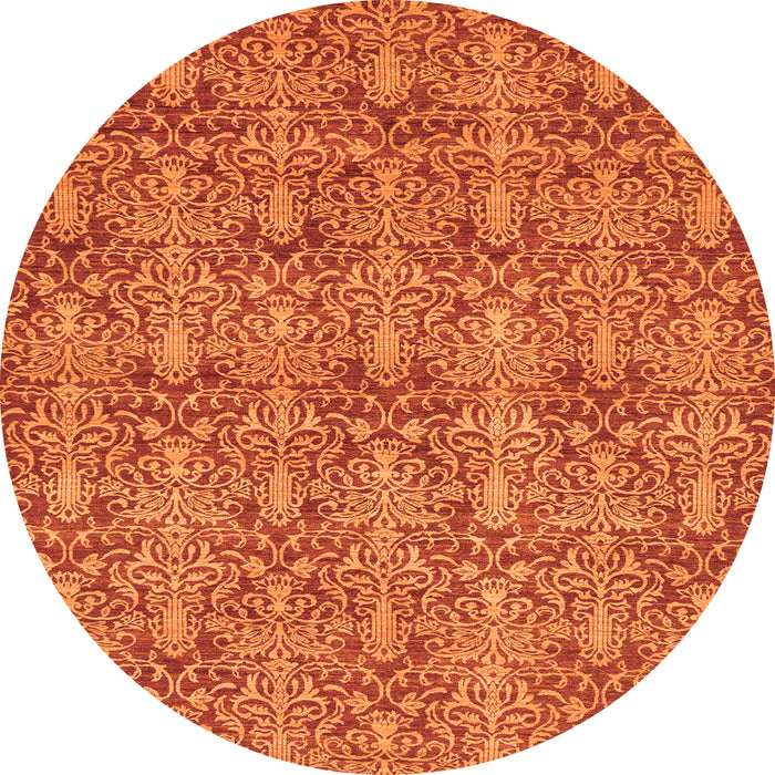 Round Machine Washable Abstract Orange Modern Area Rugs, wshabs49org