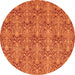 Round Abstract Orange Modern Rug, abs49org