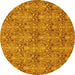 Round Abstract Yellow Modern Rug, abs49yw