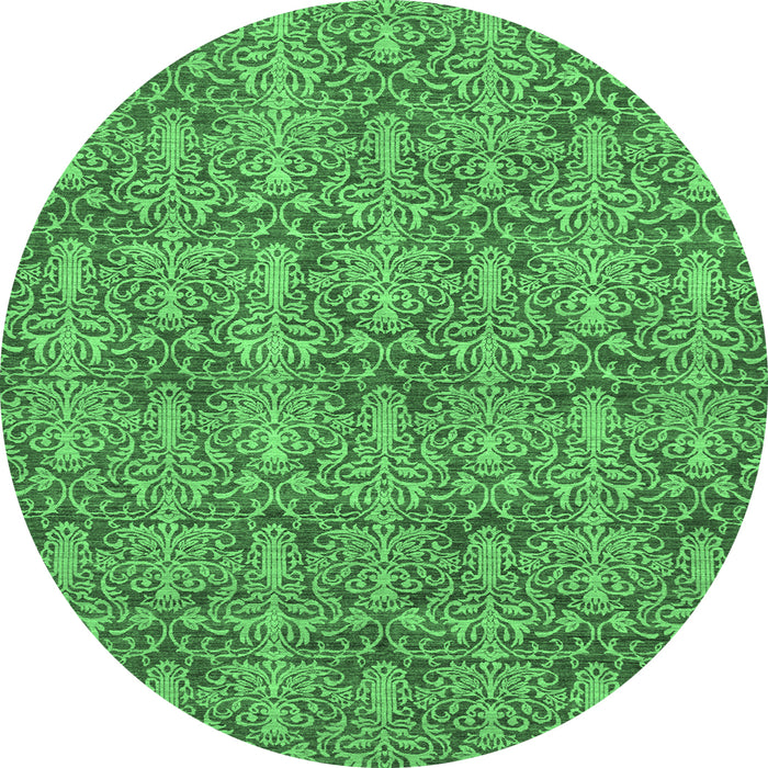 Round Abstract Emerald Green Modern Rug, abs49emgrn