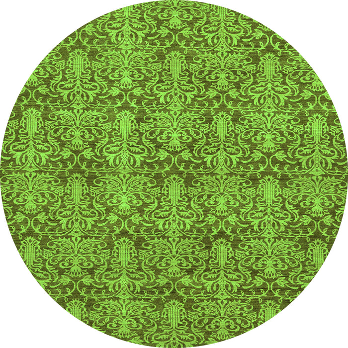 Round Abstract Green Modern Rug, abs49grn