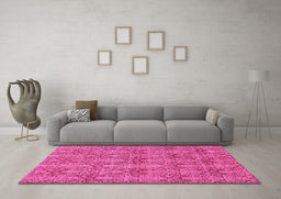 Machine Washable Abstract Pink Modern Rug in a Living Room, wshabs49pnk