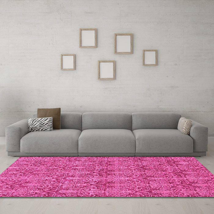 Machine Washable Abstract Pink Modern Rug in a Living Room, wshabs49pnk