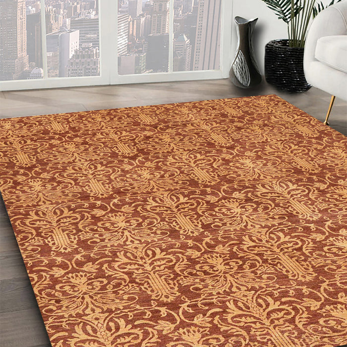 Abstract Orange Modern Rug in Family Room, abs49