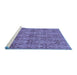 Sideview of Machine Washable Abstract Blue Modern Rug, wshabs49blu