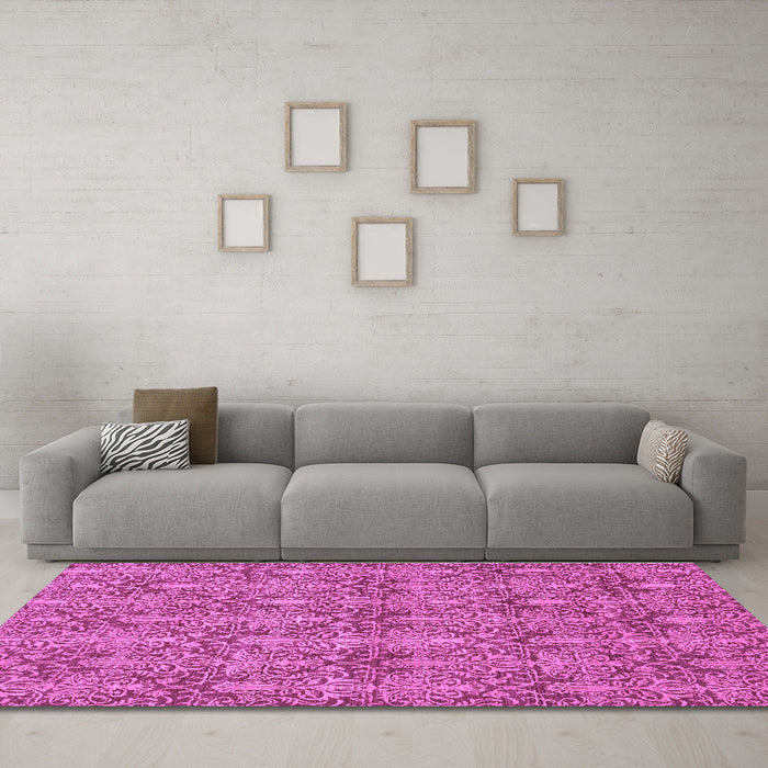 Machine Washable Abstract Purple Modern Area Rugs in a Living Room, wshabs49pur