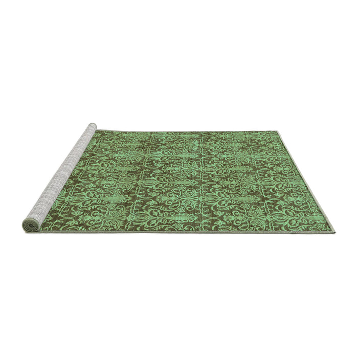 Sideview of Machine Washable Abstract Turquoise Modern Area Rugs, wshabs49turq