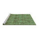 Sideview of Machine Washable Abstract Turquoise Modern Area Rugs, wshabs49turq